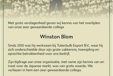 Kennisgeving overlijden Winston Blom